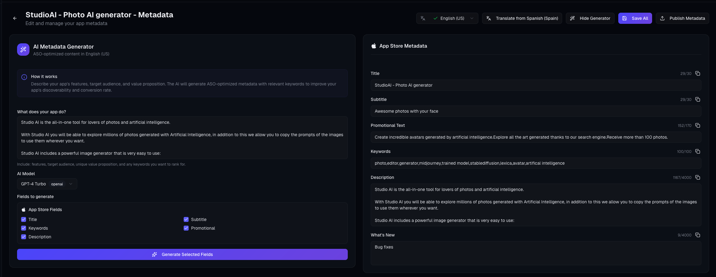 AI Metadata Generation